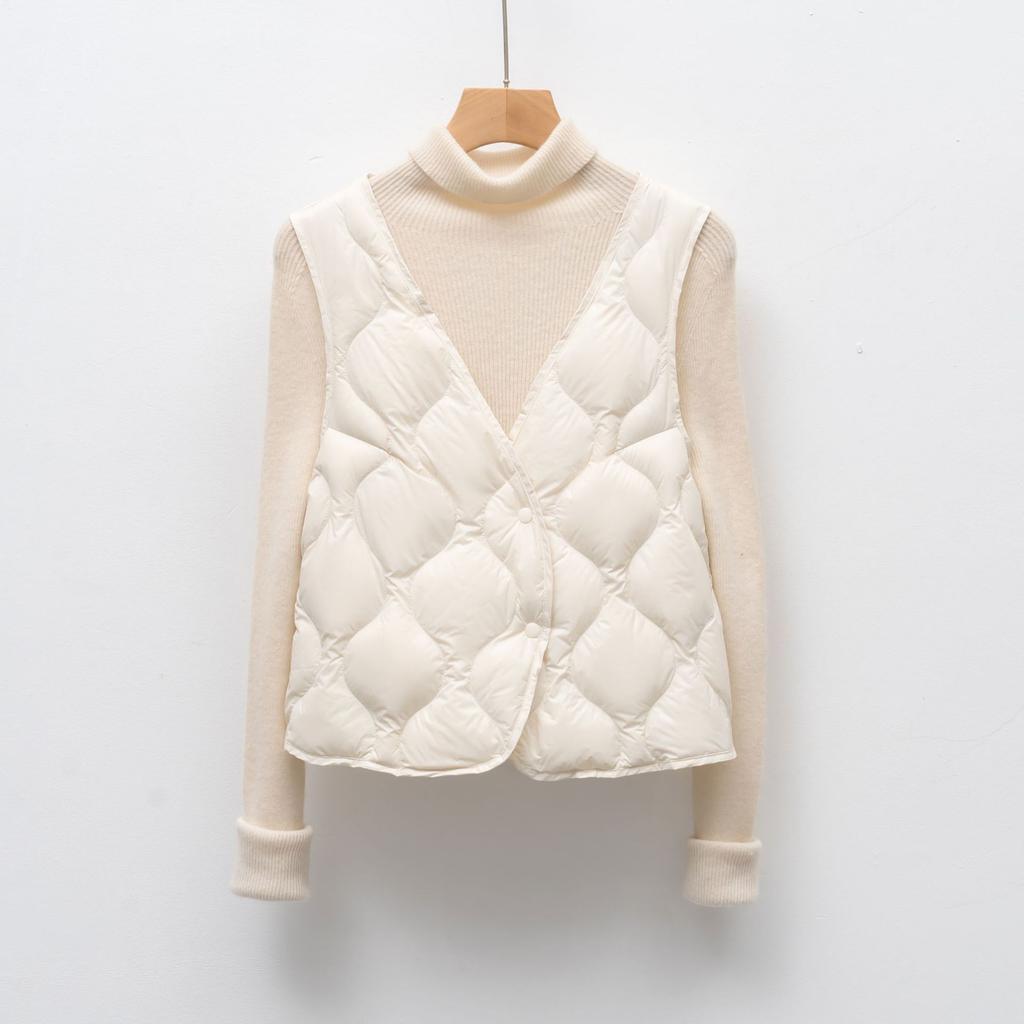 Goose Down Jacket Women's Light Vest Gourd New Autumn and Winter Simple with Down Liner Inside