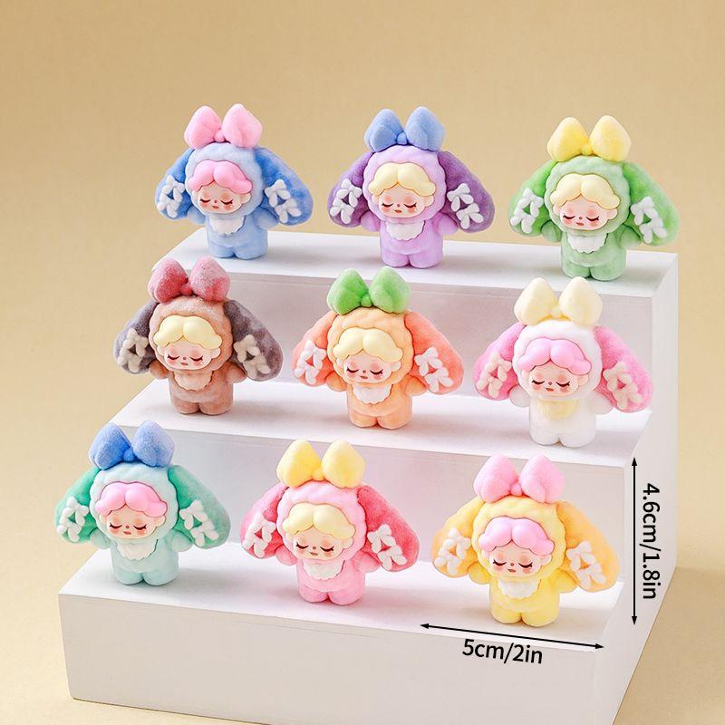 1/2/5/10pcs Trendy Desk Accessorie Mini Cartoon Figures Flocked Doll Ornament Office Accessorie Kawaii Desktop Decor Gifts