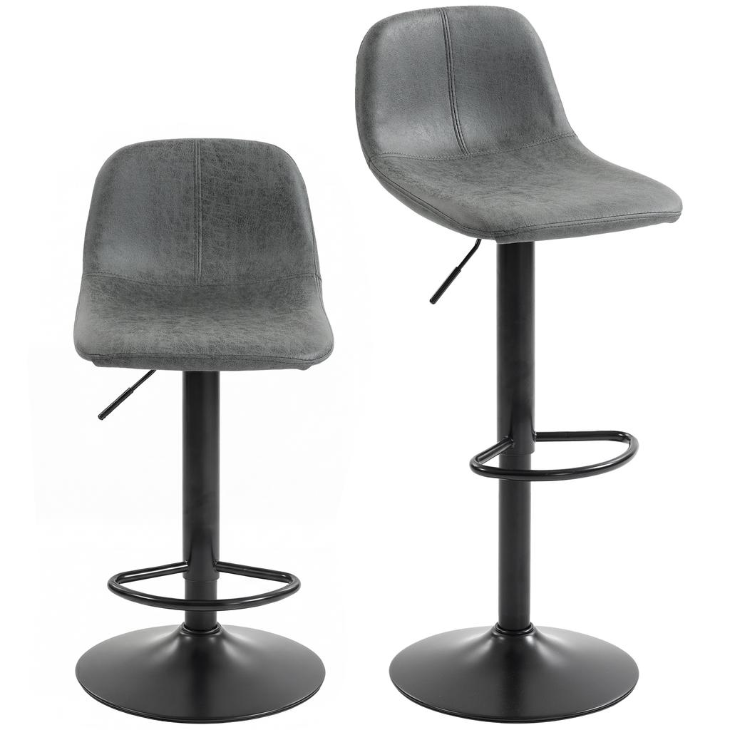Bar Stools Set of 2, Modern Swivel Barstools with Footrest for Kitchen Island and Dining Room, Grey