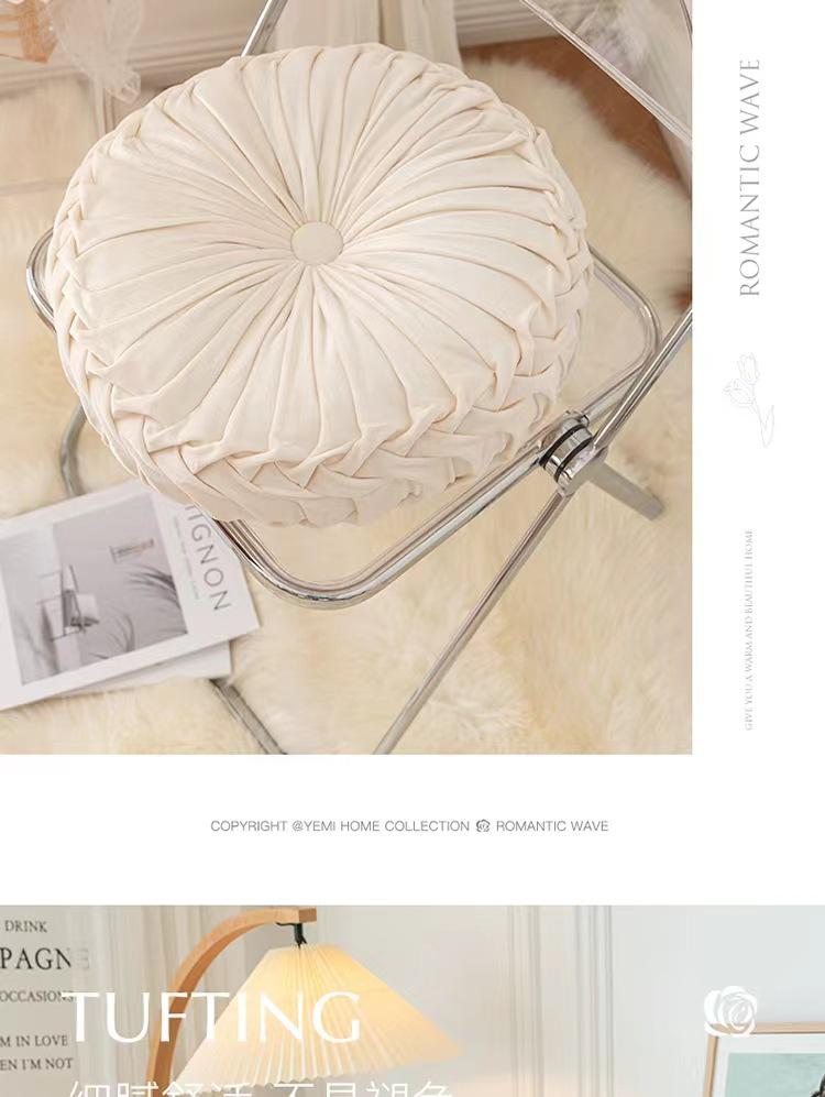 Nordic Pumpkin Pleated Round Throw Pillow Cushion for Sofa & Living Room