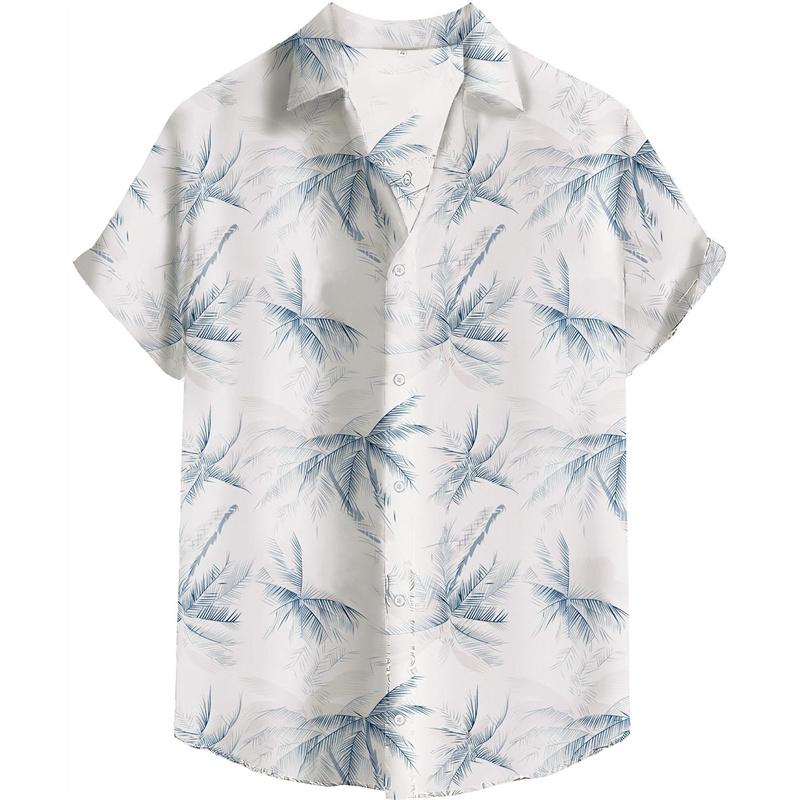 Hawaiianisches Hemd für Herren 3D-Druck Tropische Pflanze Palme Kurze Ärmel Strand Sommer Lässig Knopfleiste Bluse Streetwear