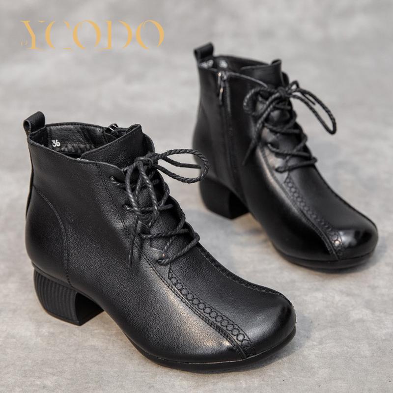 Winter Women Leather High Heel Warm Comfortable Shoes