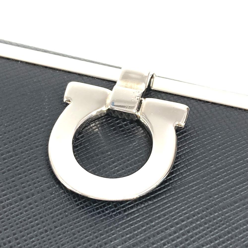 Salvatore Ferragamo Gancini logo Long wallet Long Wallet Leather Black/Silver