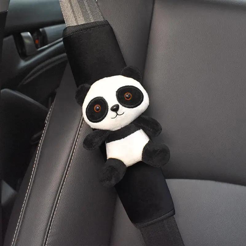 New Cartoon Animal Car Seat Belt Shoulder Pad Cover Cute Panda Doll Decoration Cover Soft Car Accessories Interior Woman Kids