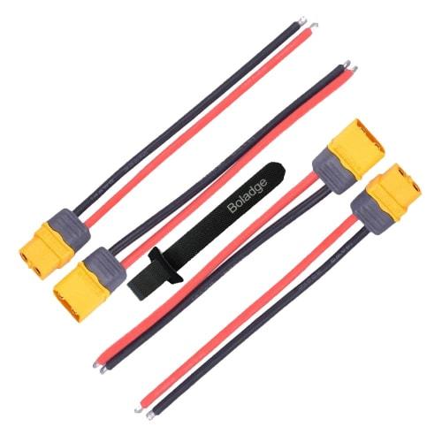 Boladge 2 Pairs XT-60 Connectors To XT60H Plug Male and Female Connectors with 15CM 12AWG Silicone Cable for RC LiPo Battery FPV Racing Drones