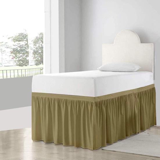Ruffled Bed Skirt Solid Color Wear Resistant Washable Non-Fading Extra Long College
