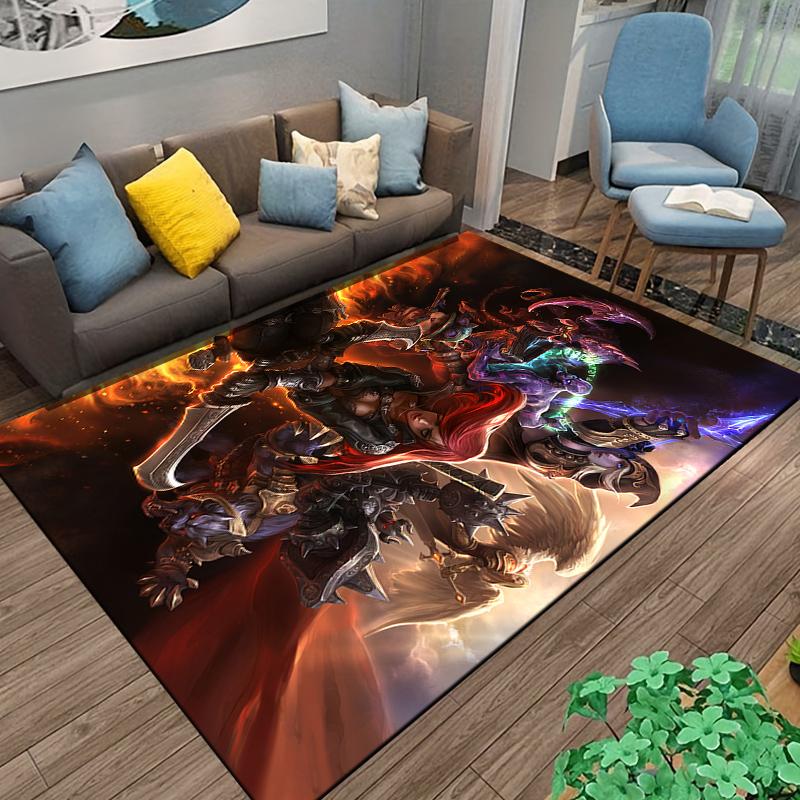 LOL game character printed flannel carpet, non-slip, suitable for bedroom, living room, and children's room decoration