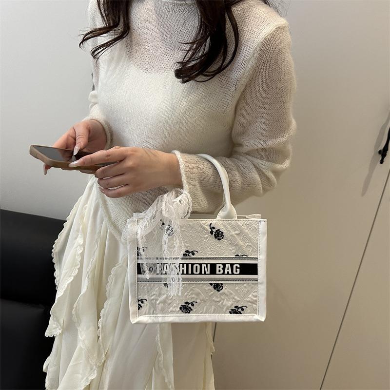 New casual versatile commuter large-capacity letter handbag silk scarf bow shoulder tote bag