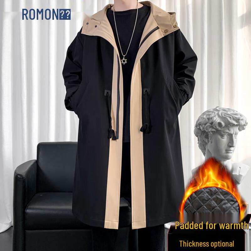 ROMON Men's Autumn/Winter Mid-Length Trench Coat