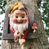 Gnome climbing rope tree face pendant resin dwarf outdoor Christmas decoration garden ornament