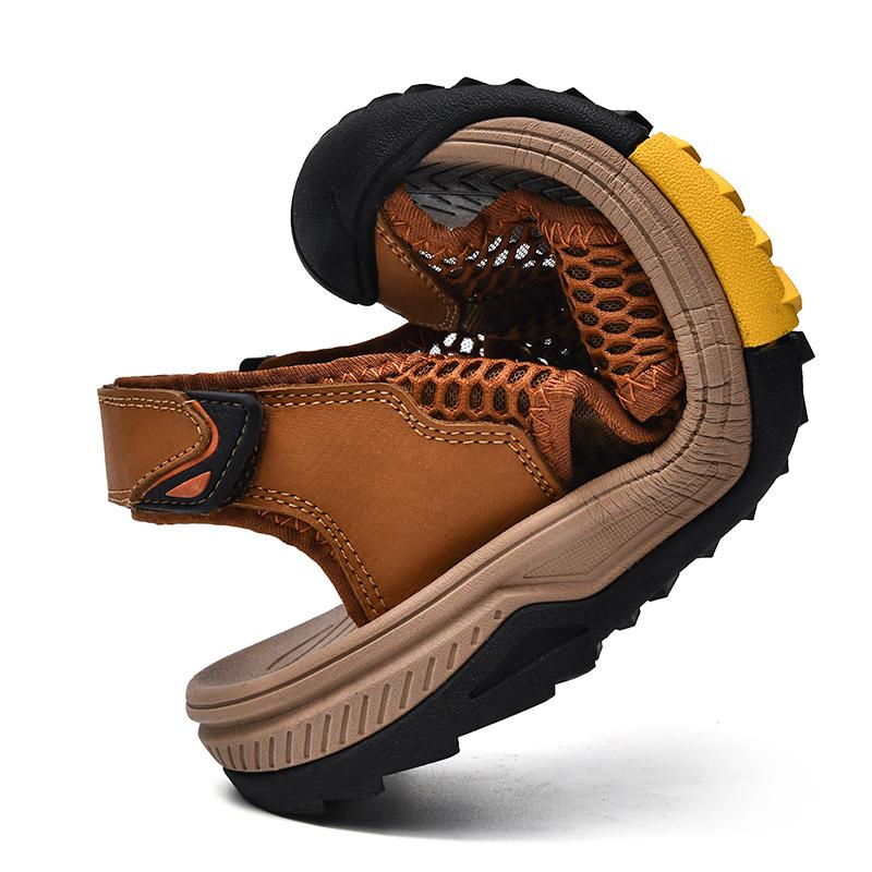 FashionSandals for Men Summer 2024 Fashion Mesh Slippers Leather Sandals Male Slip-on Casual Sandals Beach Male Slippers Plus 38-45