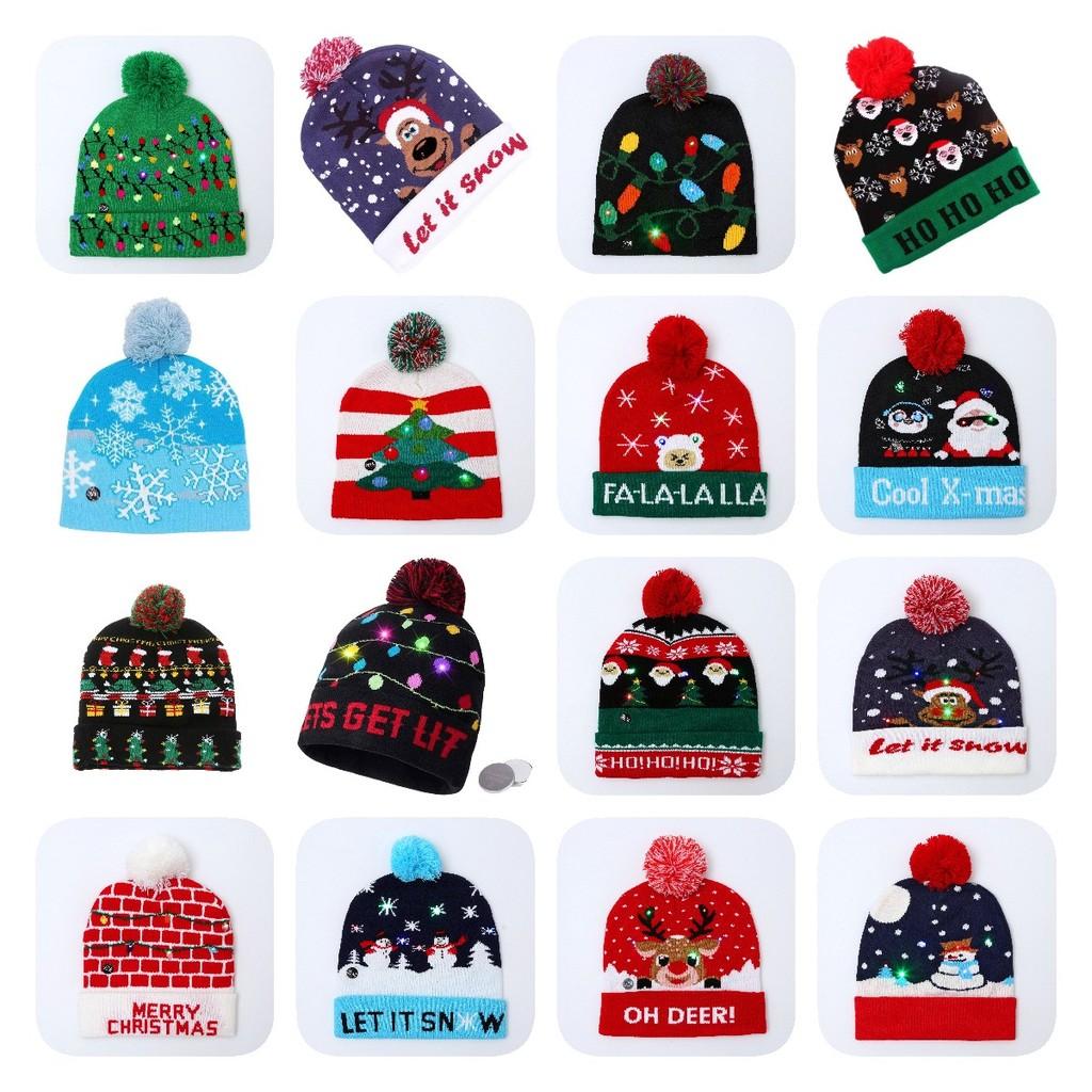 Unique Patterned Christmas Beanie Hat With Bright Led Lights For Winter Cheer