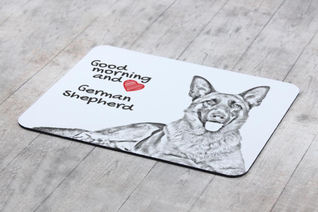 German Shepherd Dog, Alsatian Wolf Dog - mouse pad with print, personalized dog-themed mouse pad, unique gadget for an office worker by Art-Dog brand