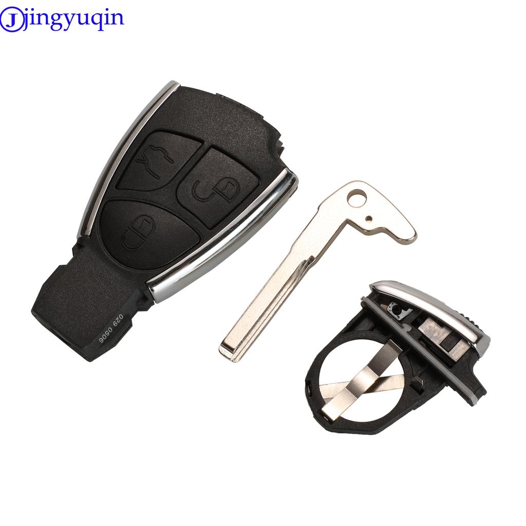 Jingyuqin Neuer Stil Silberne Seite Modifiziert 3 Tasten Fernbedienung Schlüsselhülle Gehäuse Fob Abdeckung Für Benz CLS C E S + Batteriehalter