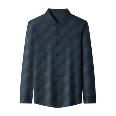 Frühling, Herbst und Winter Neue Herren Langarmhemden für junge und mittelalte Männer, Business Casual, Wolle Bedruckte Trendhemden