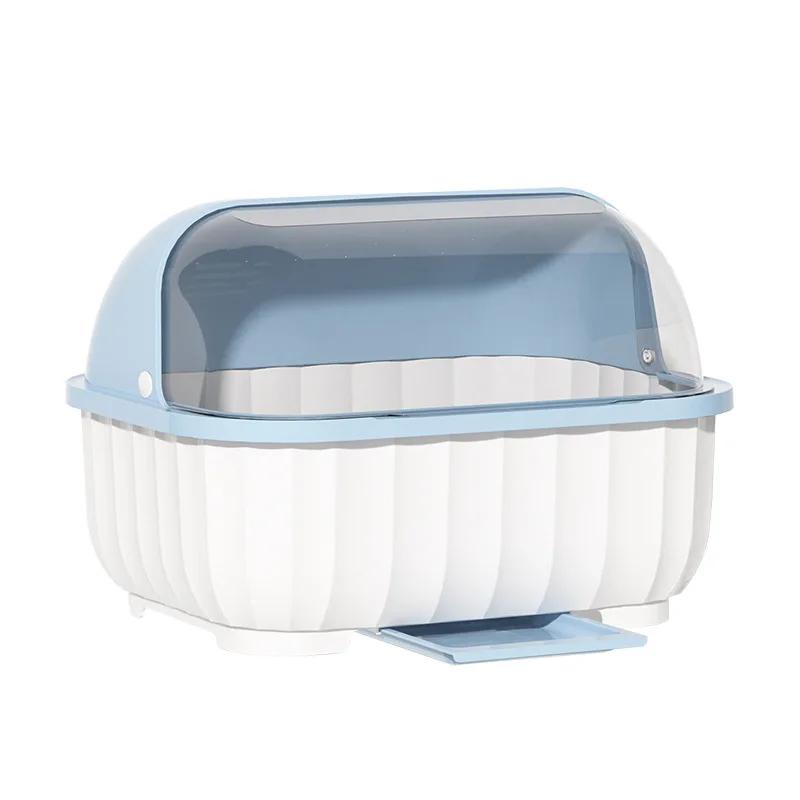 

Kitchen Dish Drainer Rack with Removable Drip Tray and Utensil Dryer Holder, Washing-Up Plate Organizer for Countertop Use светло-серый
