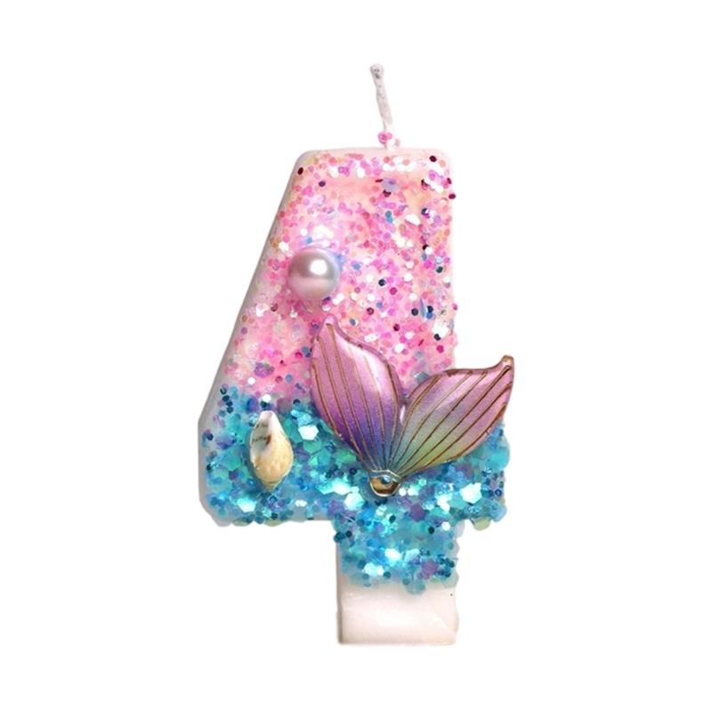 

Mermaids Themed Wax Number Candle For Birthdays Ocean Theme Decoration Ideal For Celebration And Parties Event Supplies