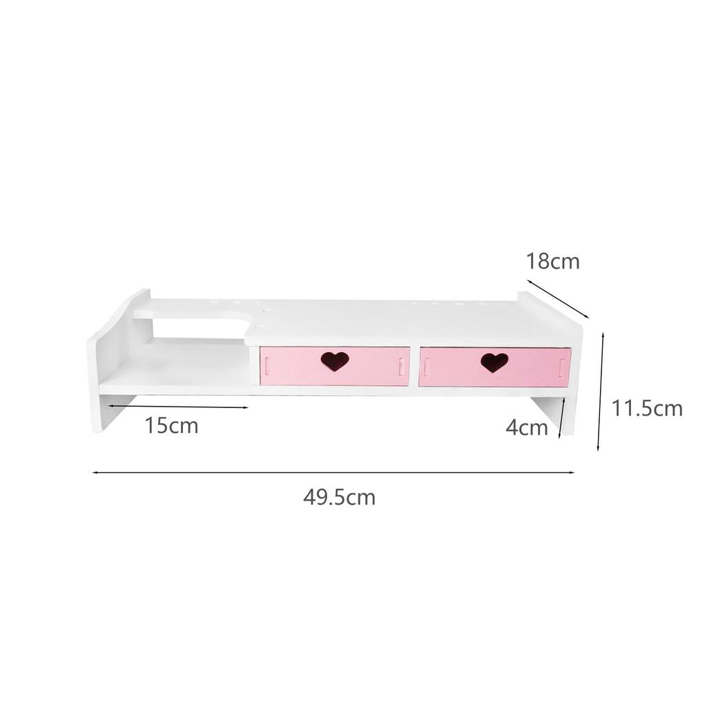 Computer Heightened Shelf Table Storage Rack with Drawer Monitor Stand Riser