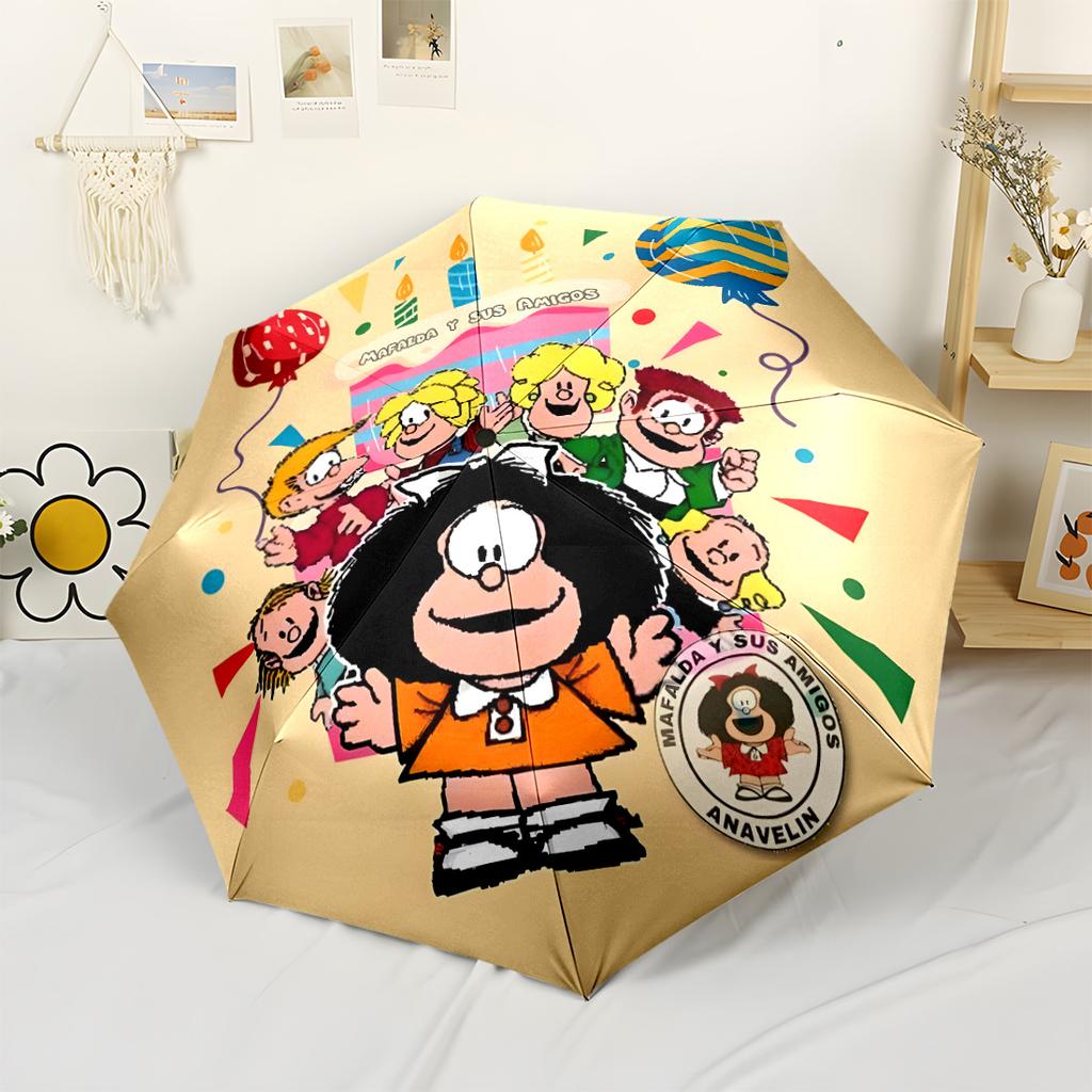 Mafalda Adventure Compact Travel Automatic Umbrella Retractable Design with 8-Rib Durability Durable Plastic & Iron for Outdoor Daily Use