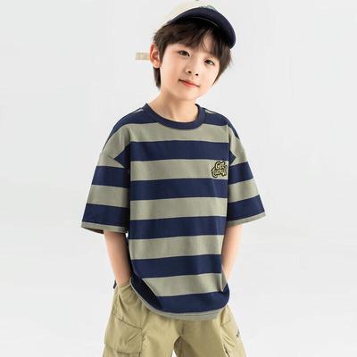 Duoduoja Boy's Lightweight Striped Short Sleeve T-Shirt