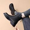 Chelsea soft leather single boots women's autumn and winter new velvet warm thick-soled thin Martin boots women