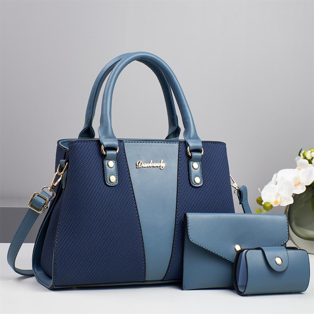 

Сумка для мамы и ребенка Женская сумка Сумка через плечо большой вместимости Тренд лоскутная сумка 31*13*22 синий