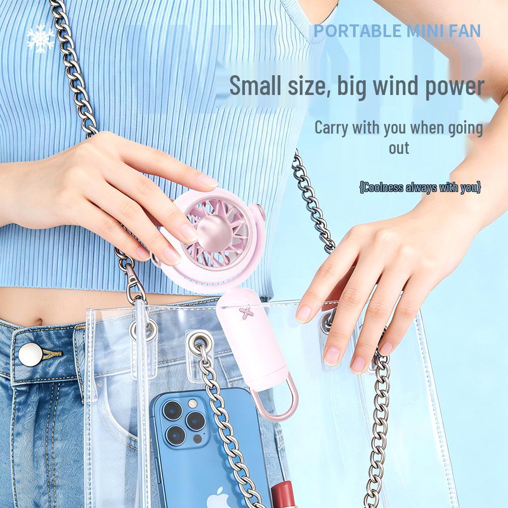 USB Rechargeable Portable Mini Fan with Hook for Students & Outdoor Use