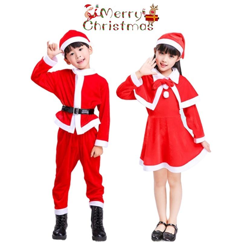 Kids Xmas Outfit Boys Girls Santa Claus Cosplay Costume Christmas Clothes