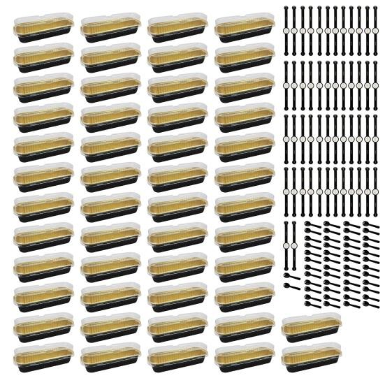 20/50Pcs Mini Loaf Pans Tin Foil Clear Snap-On Lids Pans with Disposable Aluminum Reusable Rectangle Foil