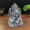 Estatua de Ganesha de 12 cm, Buda, elefante, dios, esculturas hechas a mano, resina marrón, decoración vintage para el hogar y el jardín, estatuas de Buda de meditación.