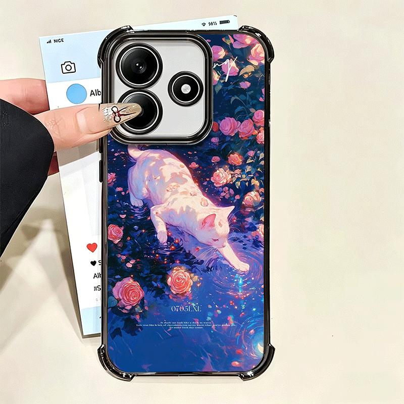 Night Moon Cat Dreamy Art Soft Phone Case For Xiaomi Poco X7 X8 Pro Max X6 X5 X3 F8 Ultra F7 M8 M7 M5S Redmi 15C 15A 15 14C 13C