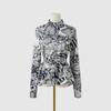 Women's Autumn Printed Tie Single Breasted Long Sleeve Shirt