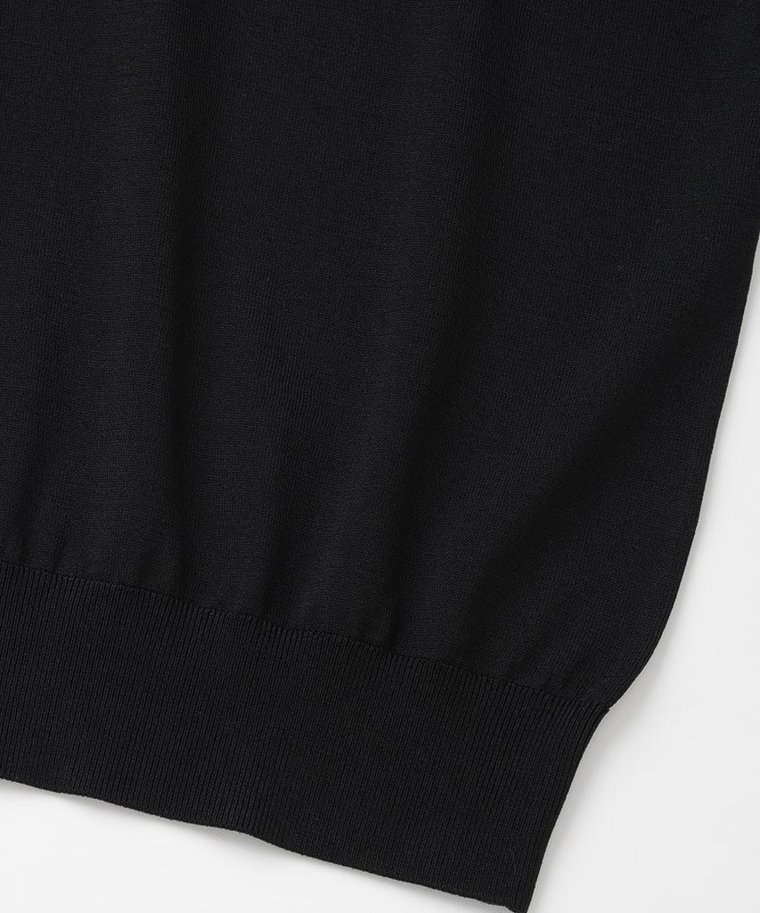 XOX Basic Cool Henley Neck Crop Short Sleeve Knit [Black]