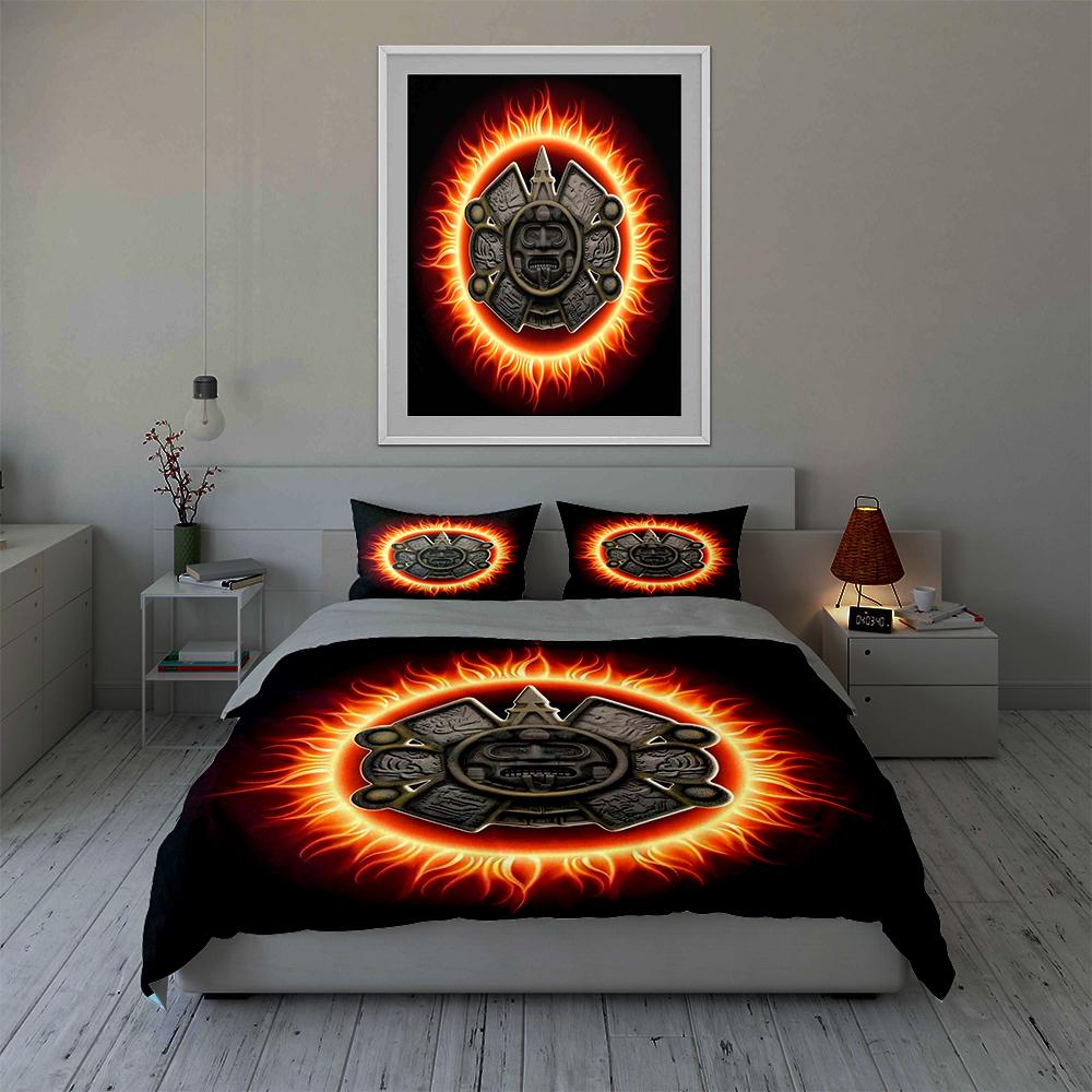 Fiery Tribal Emblem Bedding Duvet Cover Sets Duvet Covers Pillowcases Gifts (1 * Duvet Cover 2 * Pillowcases, Without Duvet Insert)