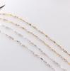 14K Gold Filled Dapped Bar Chain Beaded 3-3.5mm Fresh Water Pearls for DIY Permanent Handmade Necklace Bracelet Jewelry Making