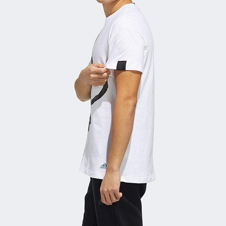 adidas T Shirts Men's White Crew Neck Moderate Straight Fit FM9349