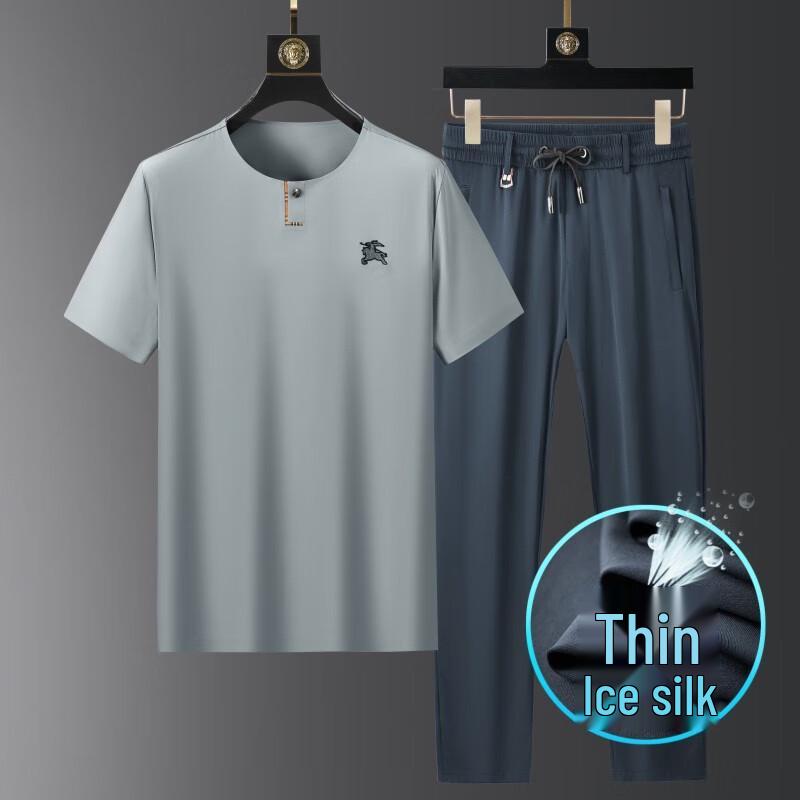 OEING Men's Ice-Feel Quick-Dry Short Sleeve Activewear Set
