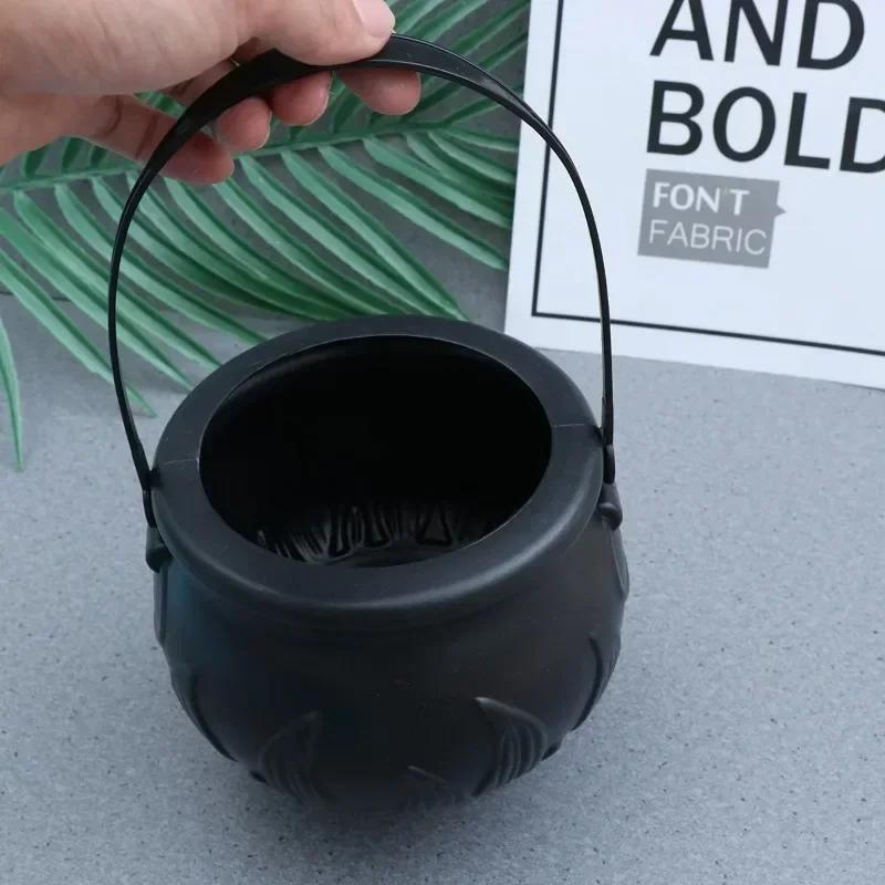 Candy Cauldron Halloween Bucket Witch Basket Plastic Treat Trick Pumpkin Holder Black Pot Bowl Kettle or Goodie Photo Costume