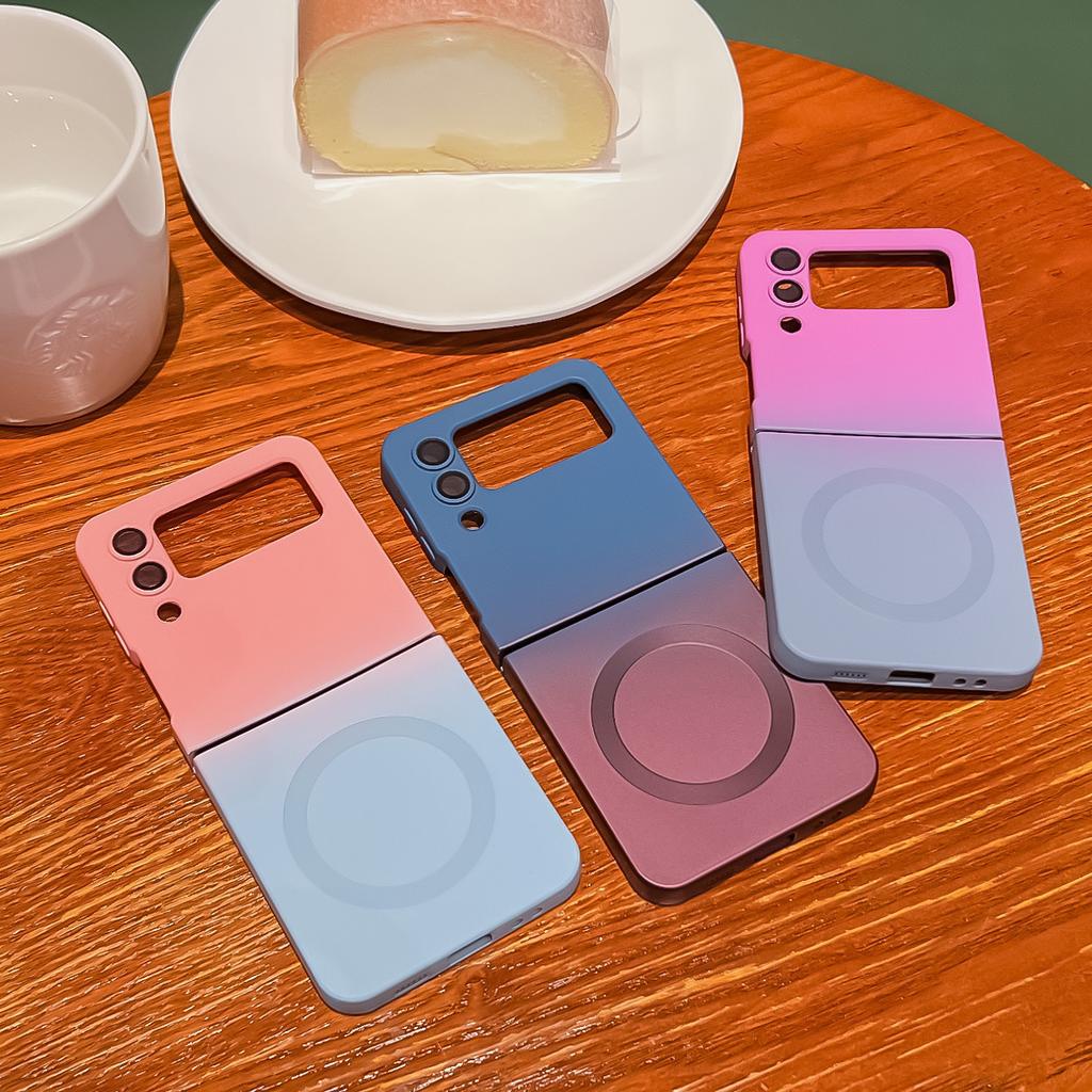 Suitable for Samsung ZFlip5 Folding Mobile Phone Case Gradient Liquid ZFlip4 Magnetic Lens Film ZFlip3 Protection Case