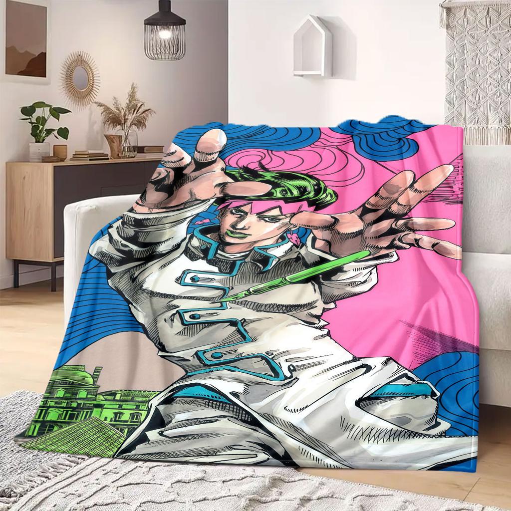 JOJO anime Flannel Blanket Warm,Comfortable,Suitable for Bedrooms,Sofas,Beds,Chairs,Picnics,Travel