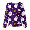 Women's Casual Fashion Long Sleeve Standing Collar Single Breasted Halloween Printed Workwear Jacket Tops