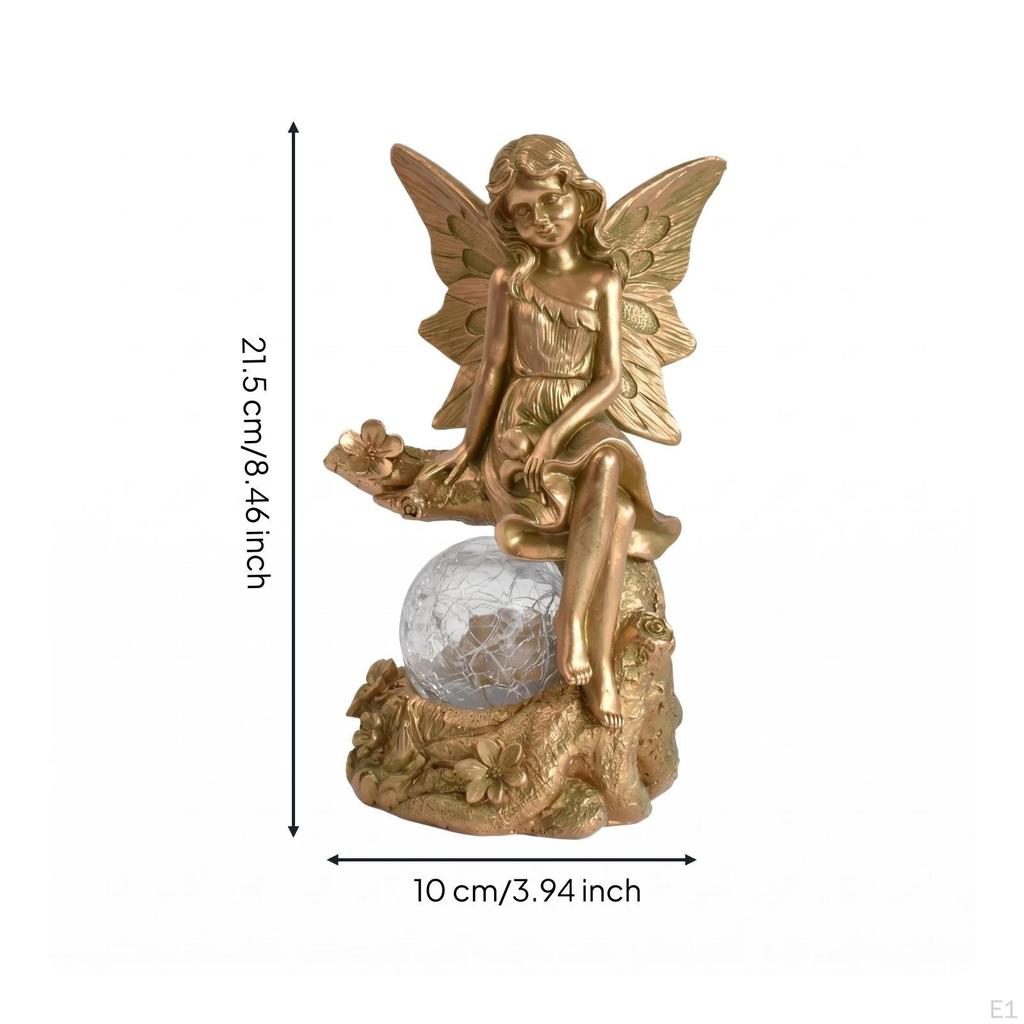 Fairy Garden Lamp CrackedGlassLook Sunlight Resin SunPowered Figurine Antique