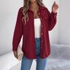Casual Women's Striped Mid-length Shirt Solid Color Button Long-sleeved Cardigan Jacket Top