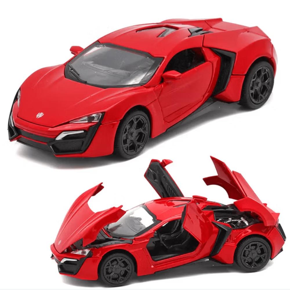 AAYF1 1:32 Lykan Alloy Sports Car Model Diecast Metal Vehicles Doors Openable Light Music Miniature Models Office Table Ornament