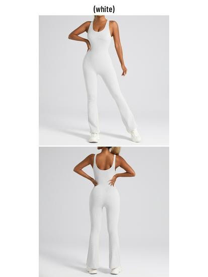 Women's High-Elastic Seamless Flare Jumpsuit - Quick-Drying Fitness Bodysuit