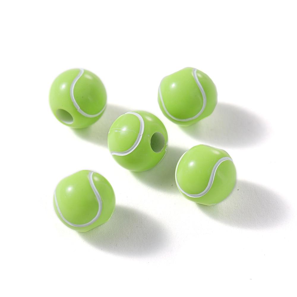 30 sztuk/partia akrylowe rugby tenis koszykówka koraliki sportowe dystansowe koraliki do tworzenia biżuterii DIY bransoletka naszyjnik akcesoria rzemieślnicze