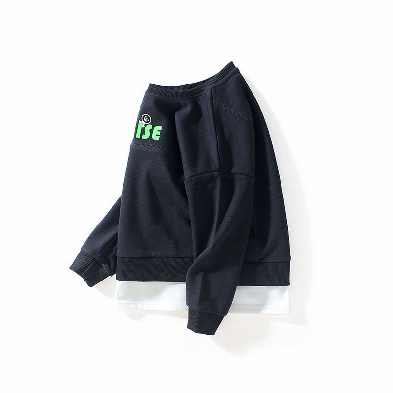 False Two-Piece Sweaters Spring and Autumn Long-Sleeved Terry Clothes for Younger Children