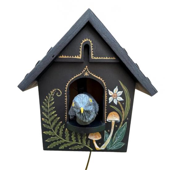 Kinetic Art Birdhouse Wall Decor Animal in House Wall Decoration Outdoor Garden Wall Art for Farmhouse Home Room Yard Patio Porch