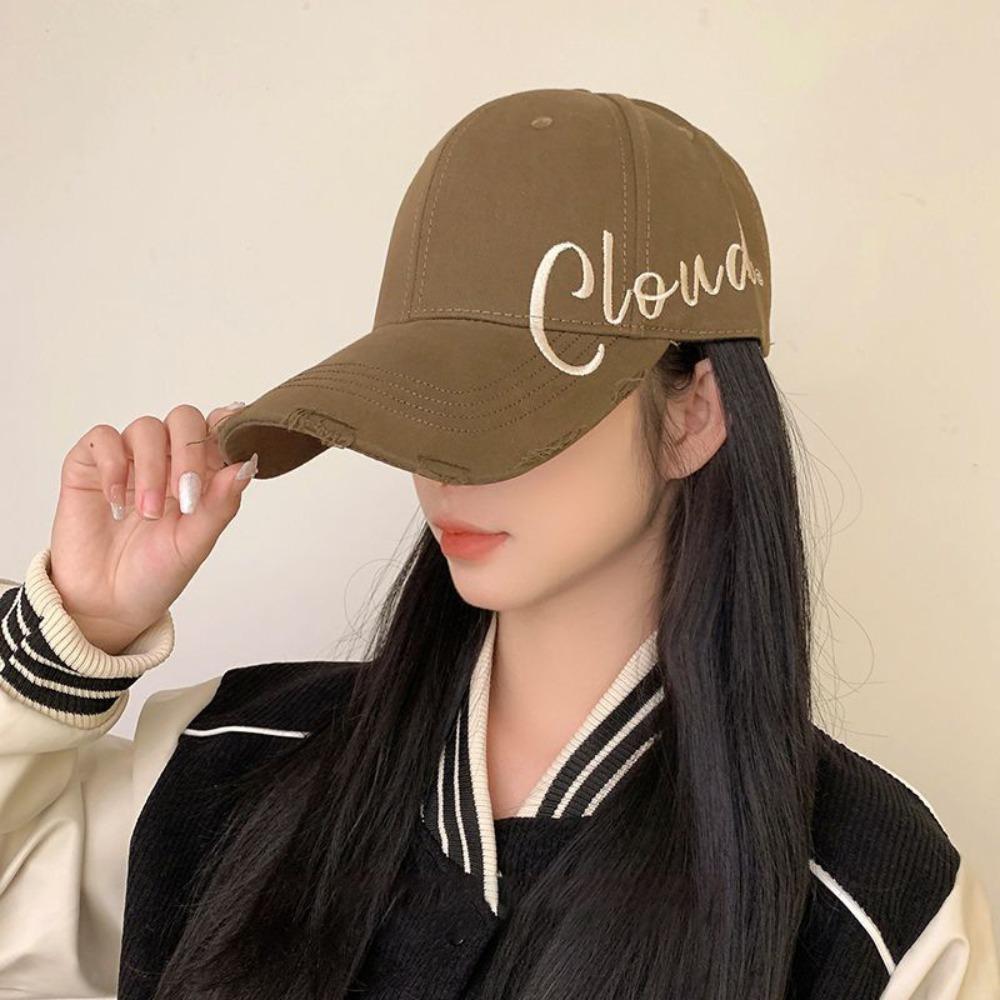 Soft Tattered Peaked Cap Cotton Sunscreen Hat Fashion Embroidered Baseball Cap  Party