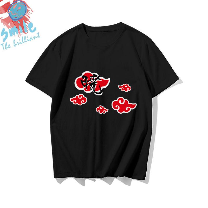 Black childrens Tshirt Japanese anime Naruto peripheral pure cotton printed parentchild outfit summer casual loose Tshirt